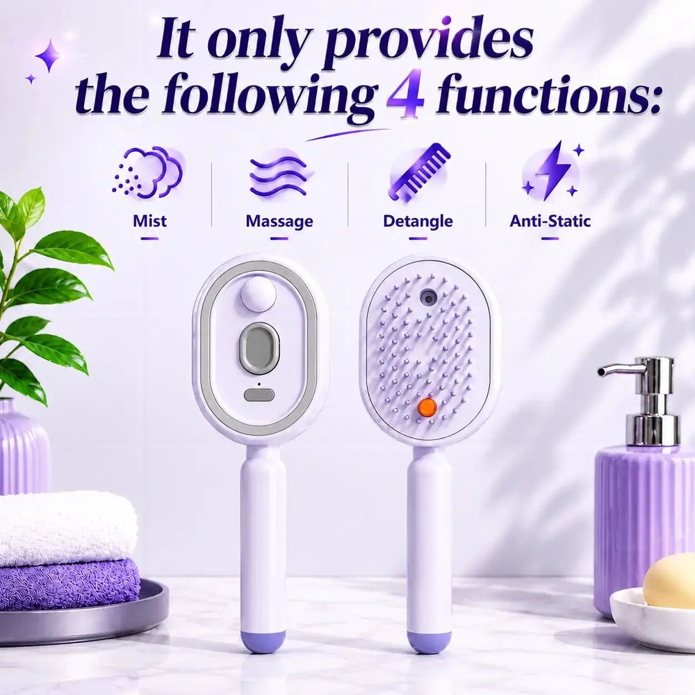 2-in-1 Misting Hair Brush – Hydrating Spray Comb