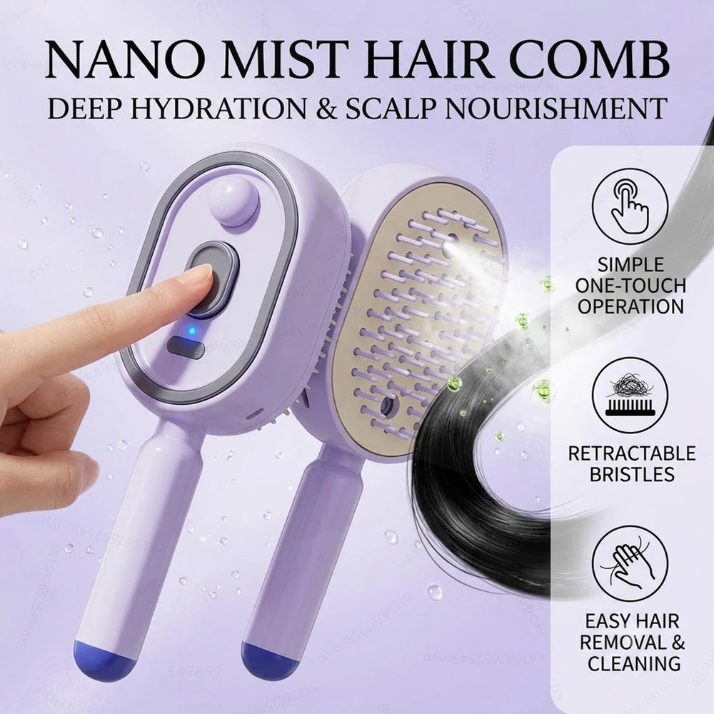2-in-1 Misting Hair Brush – Hydrating Spray Comb