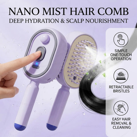 2-in-1 Misting Hair Brush – Hydrating Spray Comb