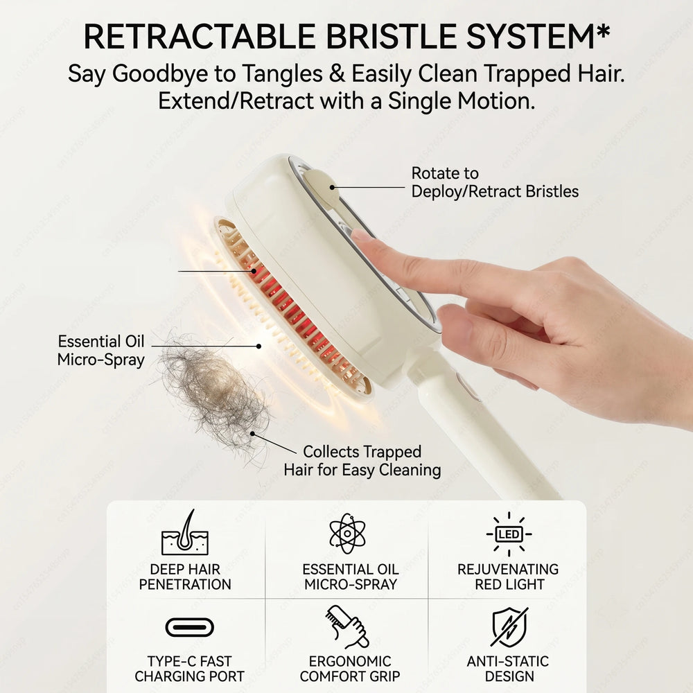 2-in-1 Misting Hair Brush – Hydrating Spray Comb